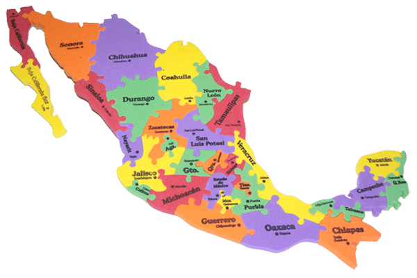 Mapa de la República Mexicana a color para imprimir 