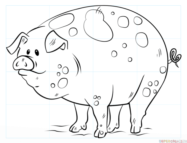 cerdo animado facil de dibujar