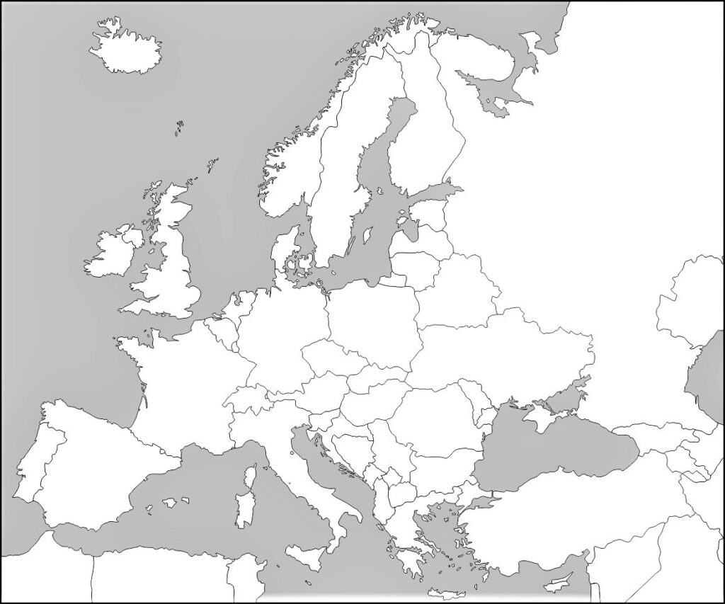 Mapa de Europa en blanco para imprimir